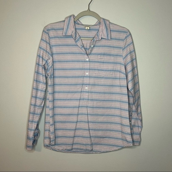 Women’s L.L. bean blue and pink striped button up shirt size small S - Picture 1 of 5